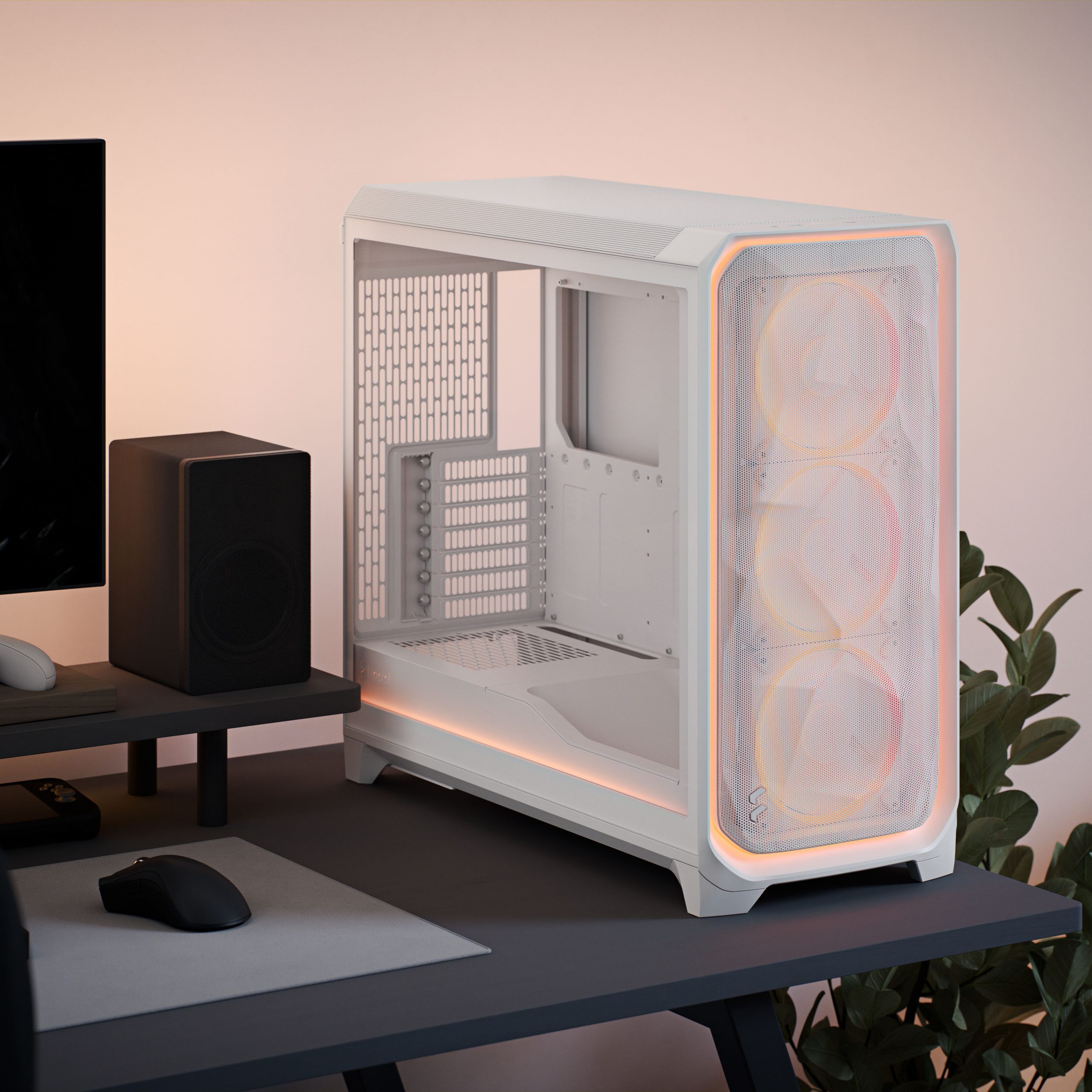 Fractal Design Meshify 3 XL Ambience Pro RGB PC Case - Full-Tower, E-ATX, Tempered Glass - White