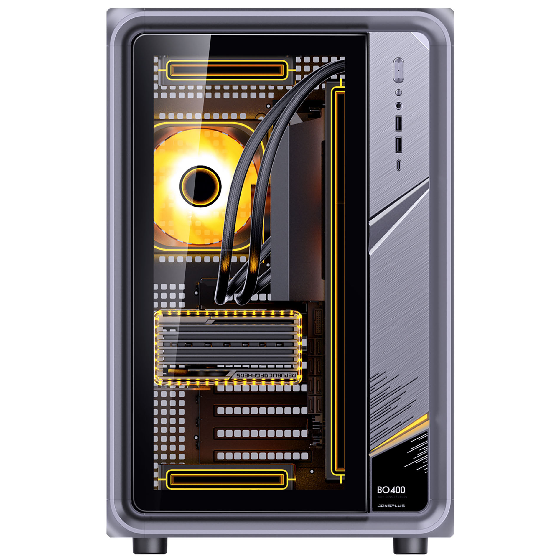Jonsplus (Jonsbo) BO400 PC Case, Midi-Tower, ATX, Tempered Glass - Black