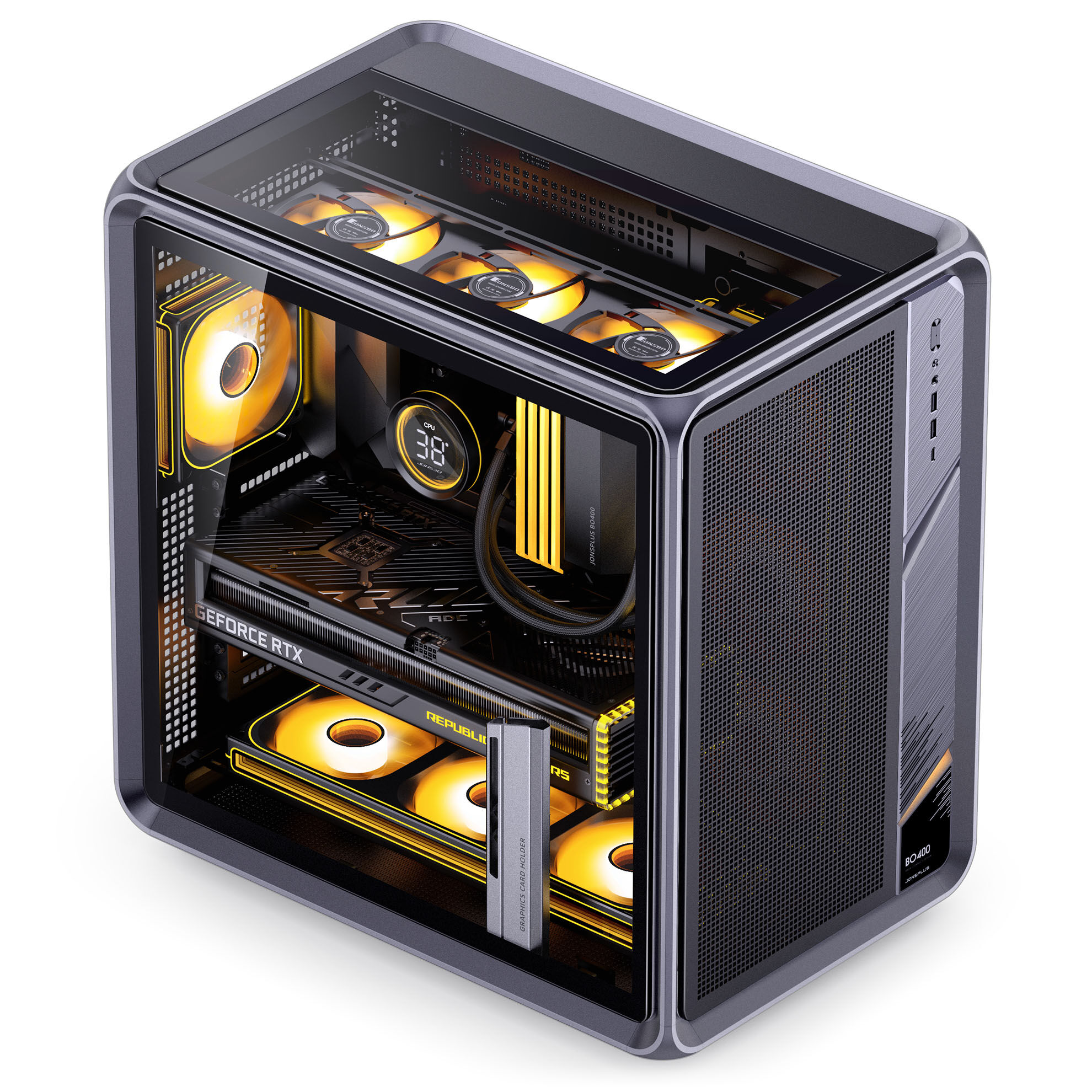 Jonsplus (Jonsbo) BO400 PC Case, Midi-Tower, ATX, Tempered Glass - Black
