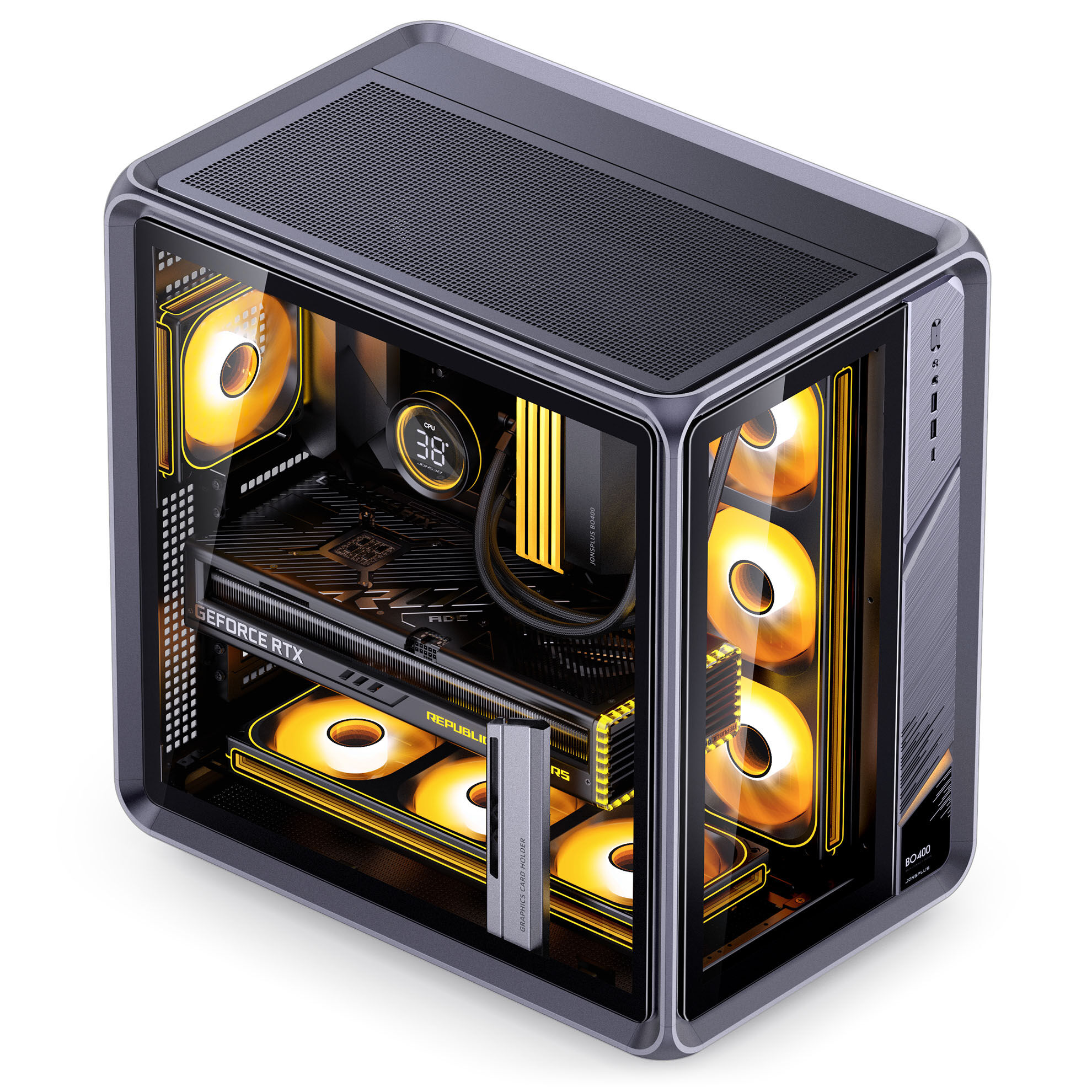 Jonsplus (Jonsbo) BO400 PC Case, Midi-Tower, ATX, Tempered Glass - Black