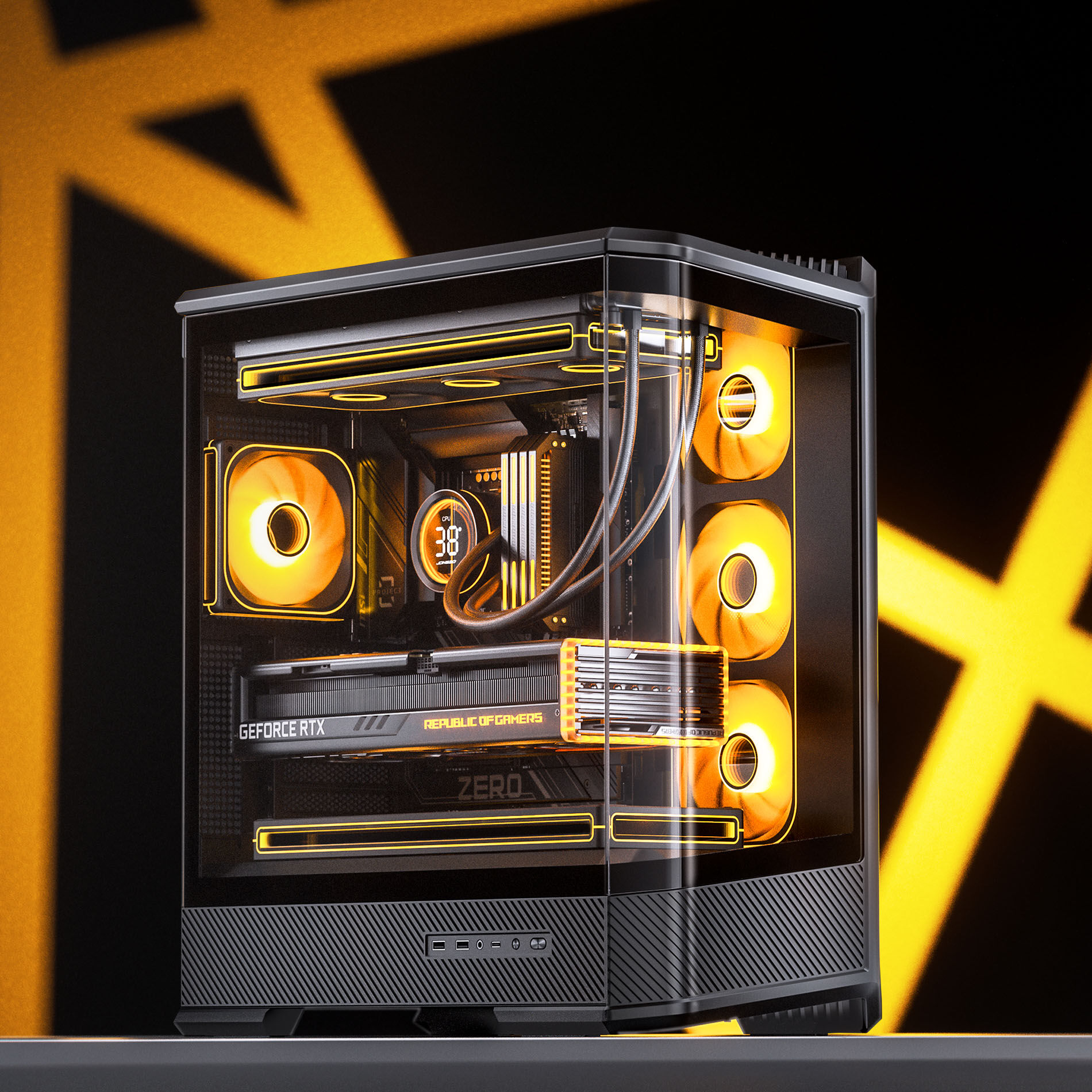 Jonsplus (Jonsbo) D400 PC Case, Midi Tower, ATX, Tempered Glass - Black
