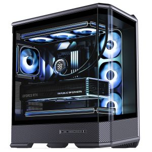 Jonsplus (Jonsbo) D400 PC Case, Midi Tower, ATX, Tempered Glass - Black