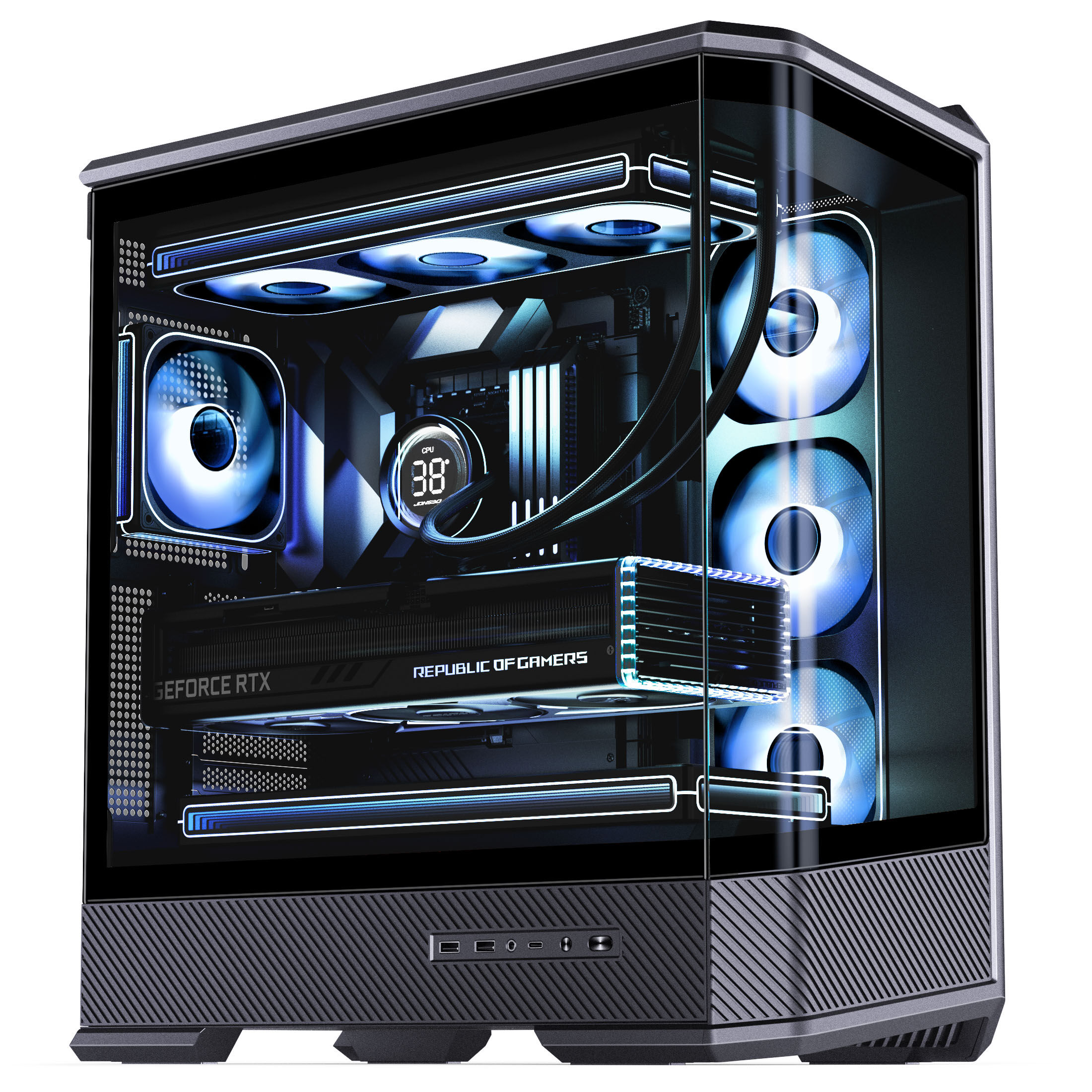 Jonsplus (Jonsbo) D400 PC Case, Midi Tower, ATX, Tempered Glass - Black