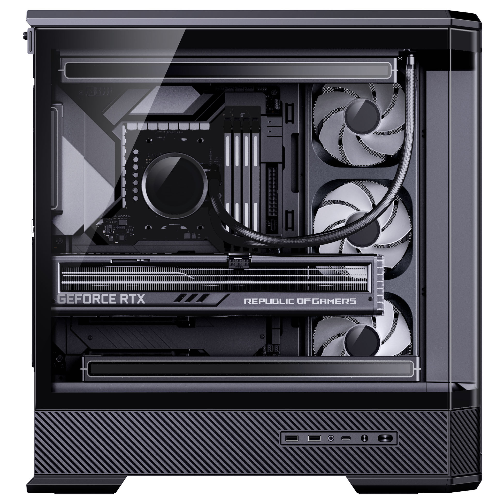 Jonsplus (Jonsbo) D400 PC Case, Midi Tower, ATX, Tempered Glass - Black