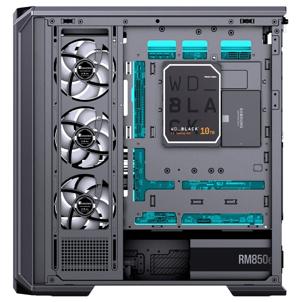 Jonsplus (Jonsbo) D400 PC Case, Midi Tower, ATX, Tempered Glass - Black