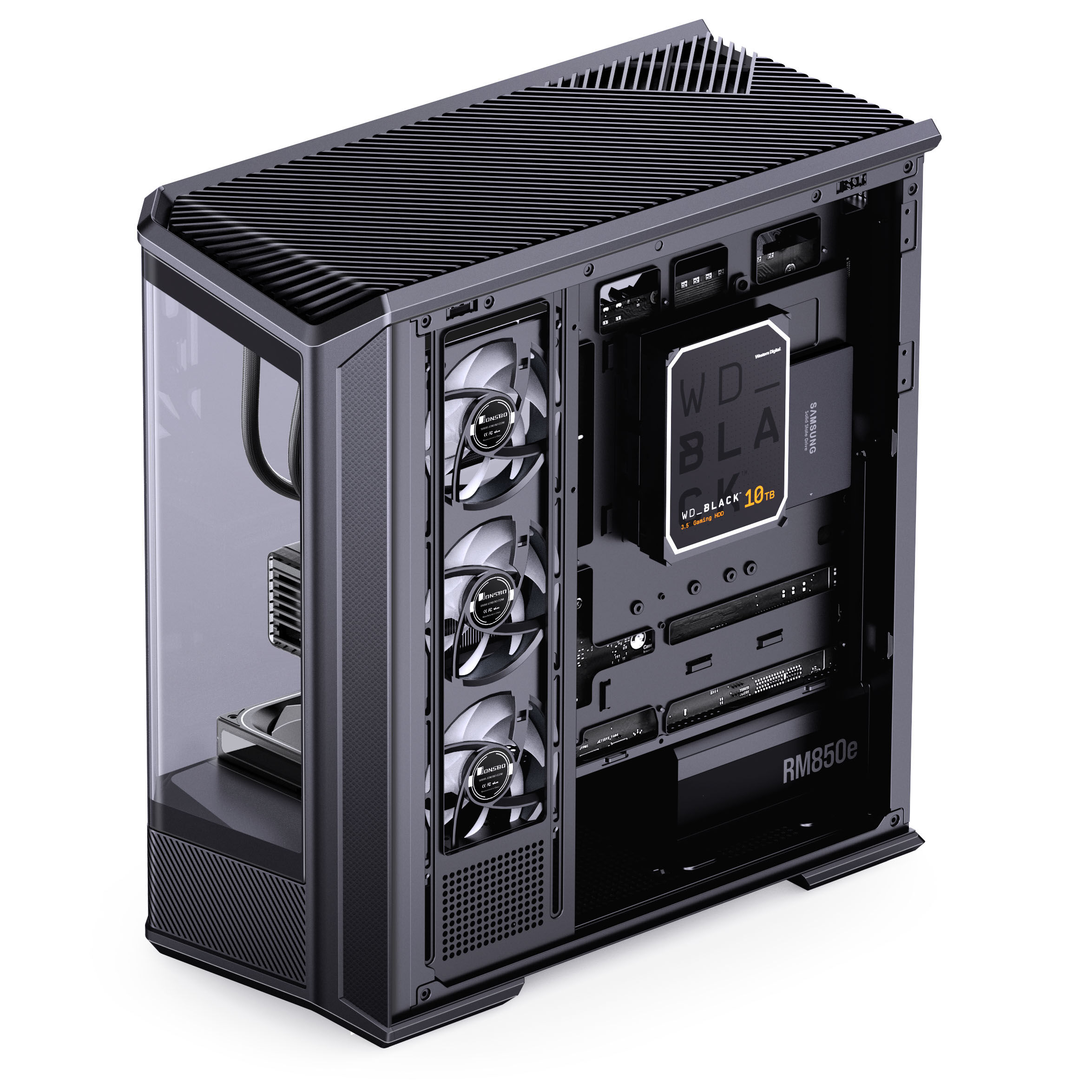 Jonsplus (Jonsbo) D400 PC Case, Midi Tower, ATX, Tempered Glass - Black