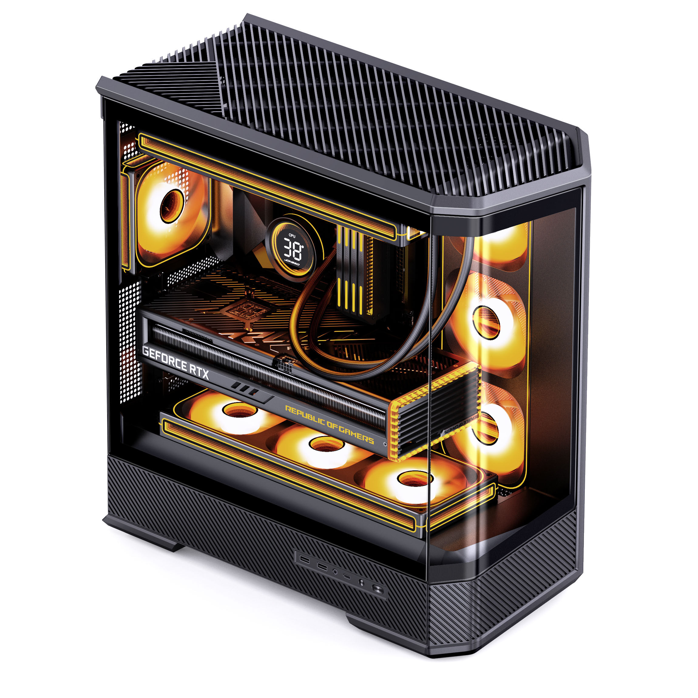 Jonsplus (Jonsbo) D400 PC Case, Midi Tower, ATX, Tempered Glass - Black