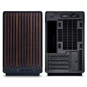 Lian Li DAN Cases A3-mATX Wood Edition PC Case, Tempered Glass, Micro-ATX - Walnut, Black