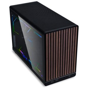 Lian Li DAN Cases A3-mATX Wood Edition PC Case, Tempered Glass, Micro-ATX - Walnut, Black
