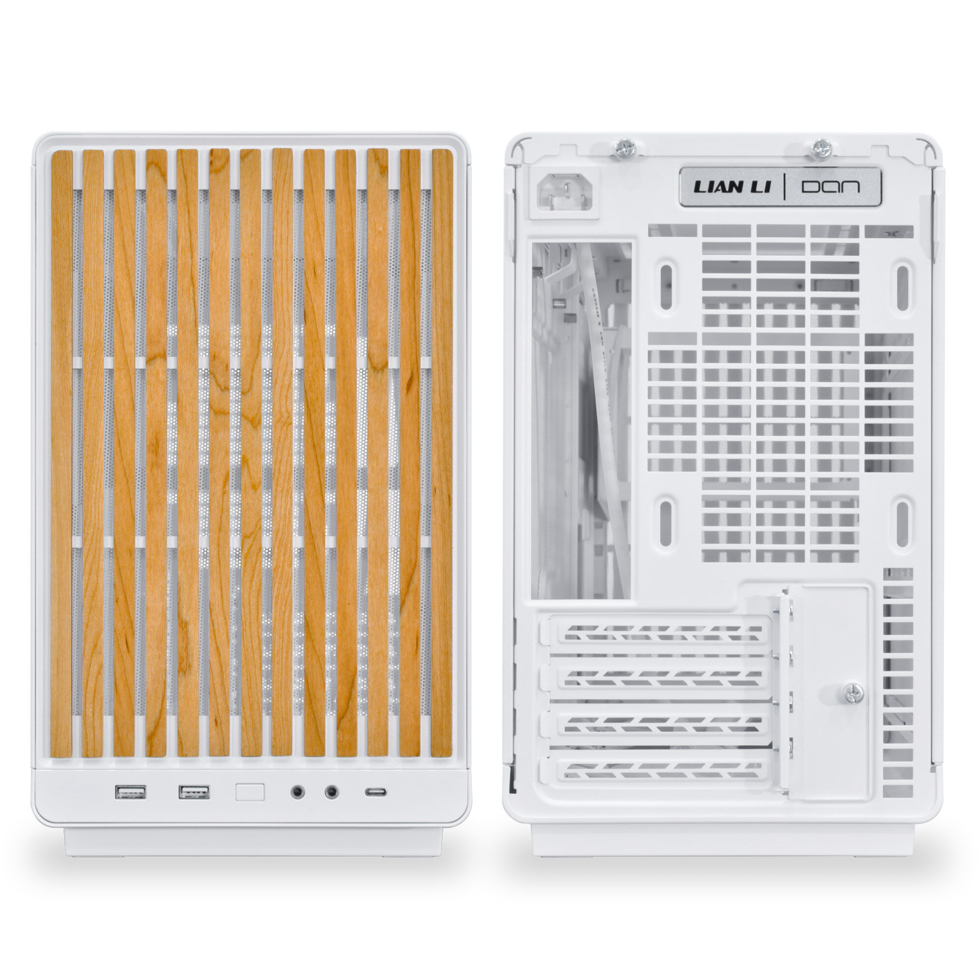 Lian Li DAN Cases A3-mATX Wood Edition PC Case, Tempered Glass, Micro-ATX - Beech, White