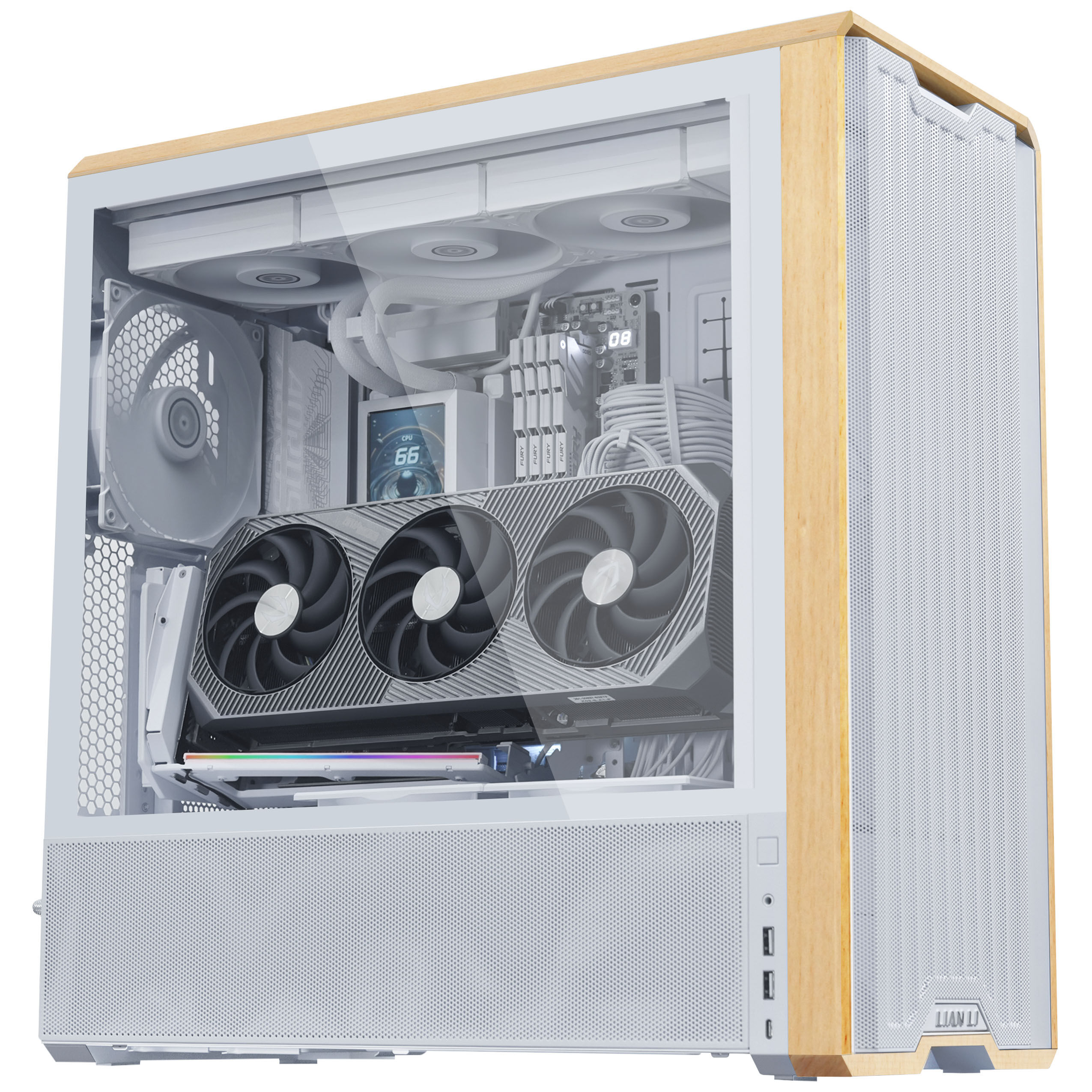 Lian Li Multi-Directional 4 Slots Vertical GPU Bracket v3, with PCIe 5.0 Riser Cable - White