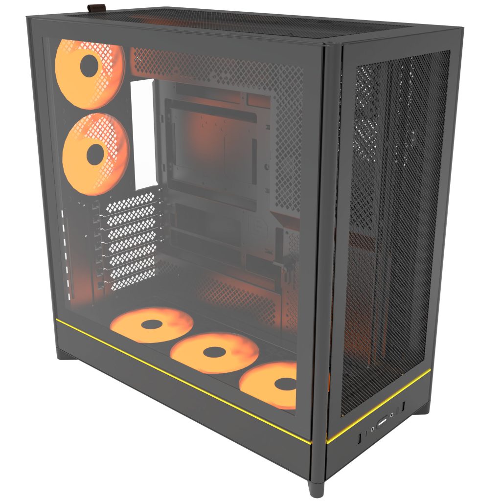 Montech HS01 PRO PC Case, Midi-Tower, ATX, aRGB, Tempered Glass - Black