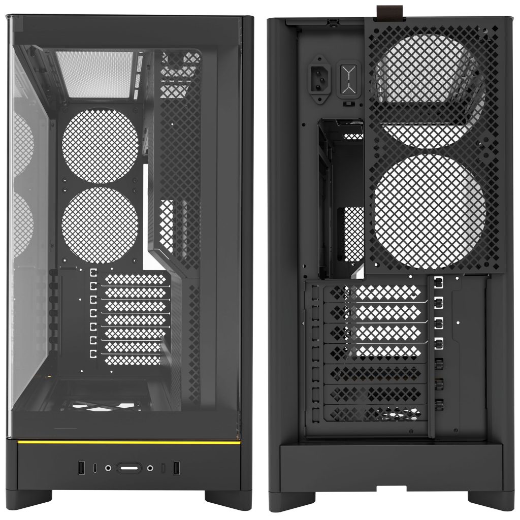 Montech HS02 PC Case, Midi-Tower, ATX, Tempered Glass, ARGB - Black