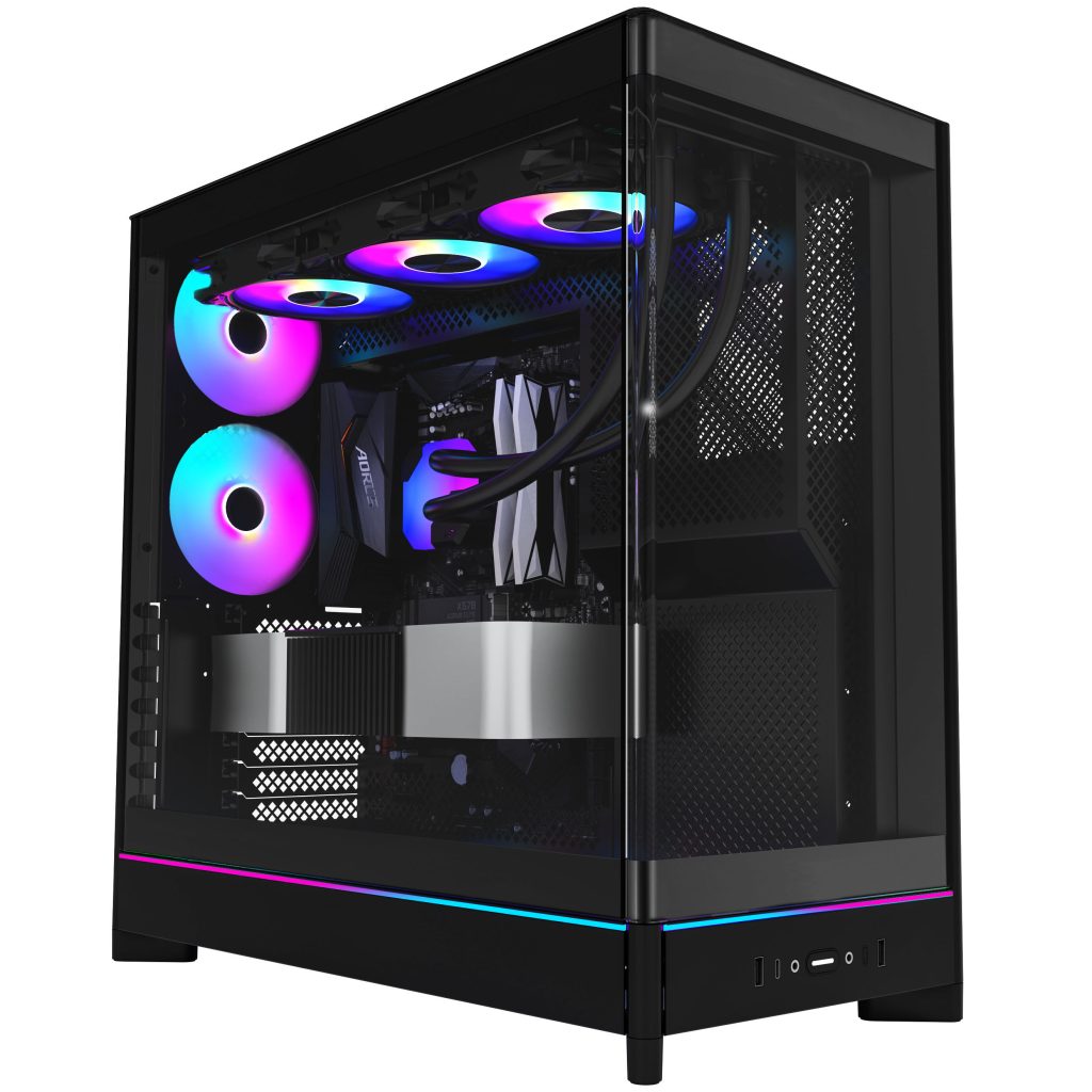 Montech HS02 PC Case, Midi-Tower, ATX, Tempered Glass, ARGB - Black