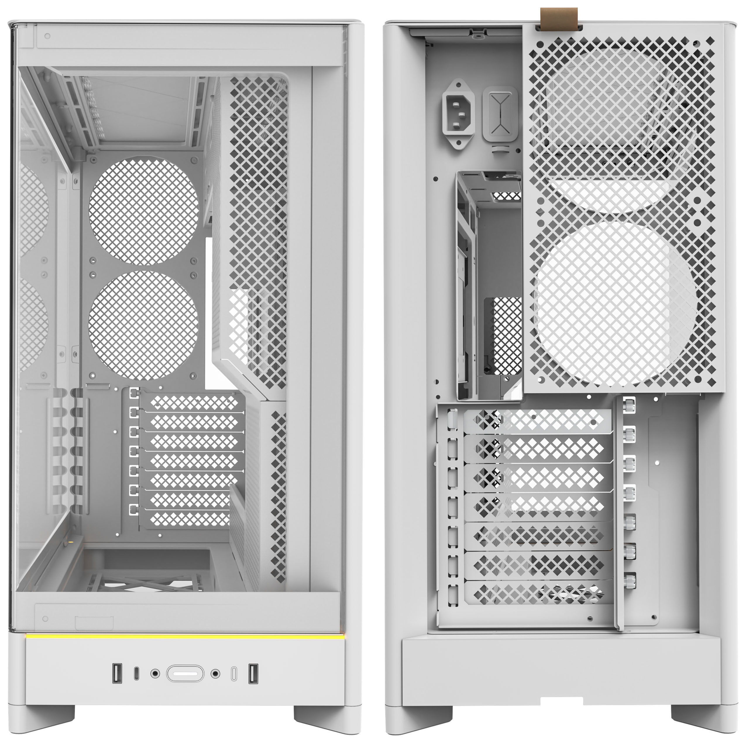 Montech HS02 PC Case, Midi-Tower, ATX, Tempered Glass, ARGB - White