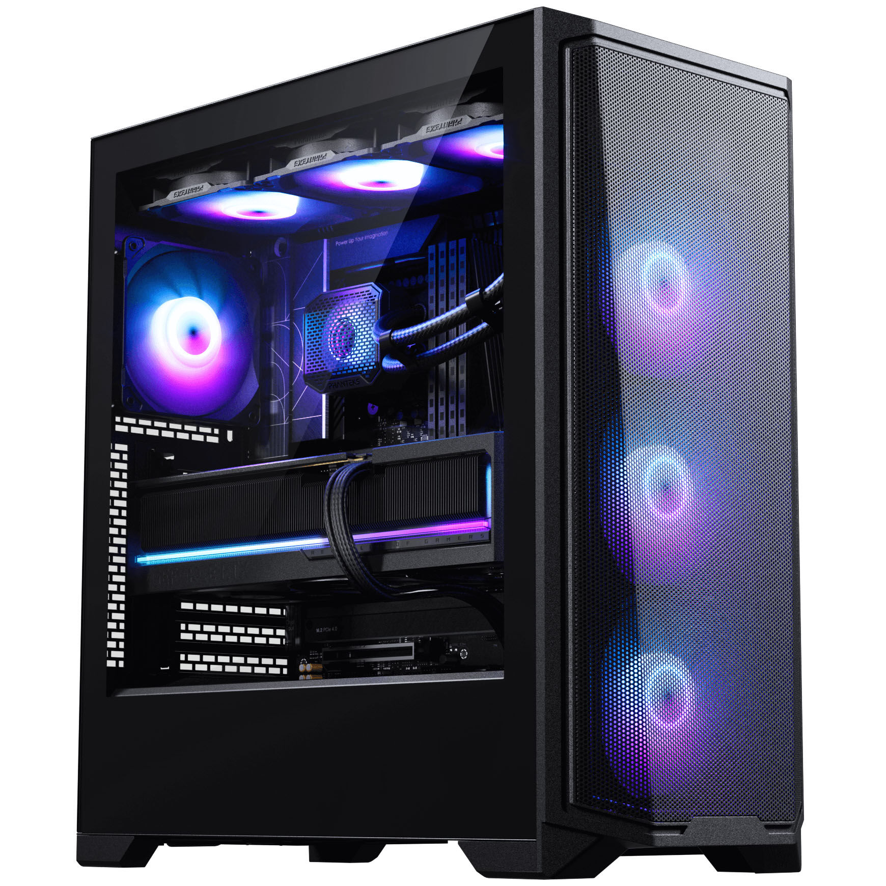 Phanteks Eclipse G370A PC Case, Midi-Tower, SSI-EEB, RGB, Tempered Glass - Includes 3x 120 mm Fans, Black : image 2
