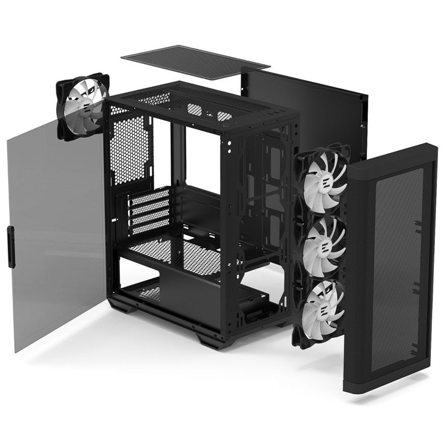Zalman M4 PC Case, Mini-Tower, mATX, RGB, Tempered Glass - Black