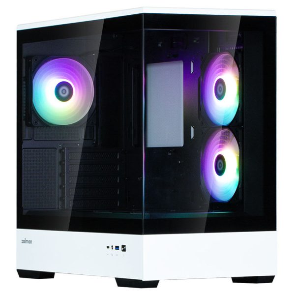 Zalman P30 PC Case, Mini-Tower, mATX, Tempered Glass – Black / White