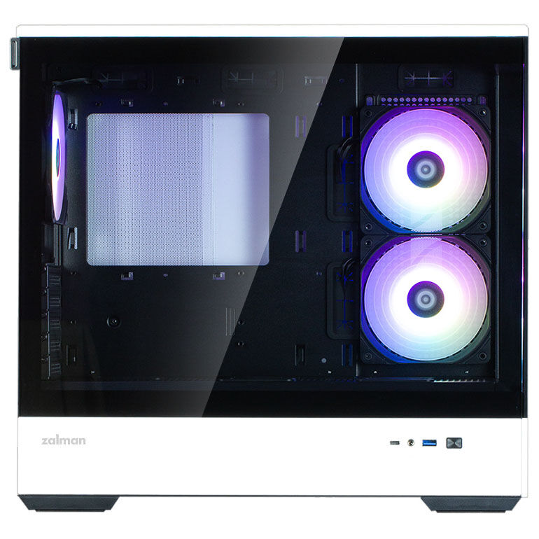Zalman P30 PC Case, Mini-Tower, mATX, Tempered Glass - Black / White