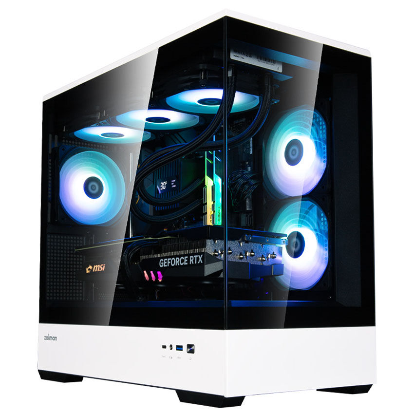 Zalman P30 PC Case, Mini-Tower, mATX, Tempered Glass - Black / White