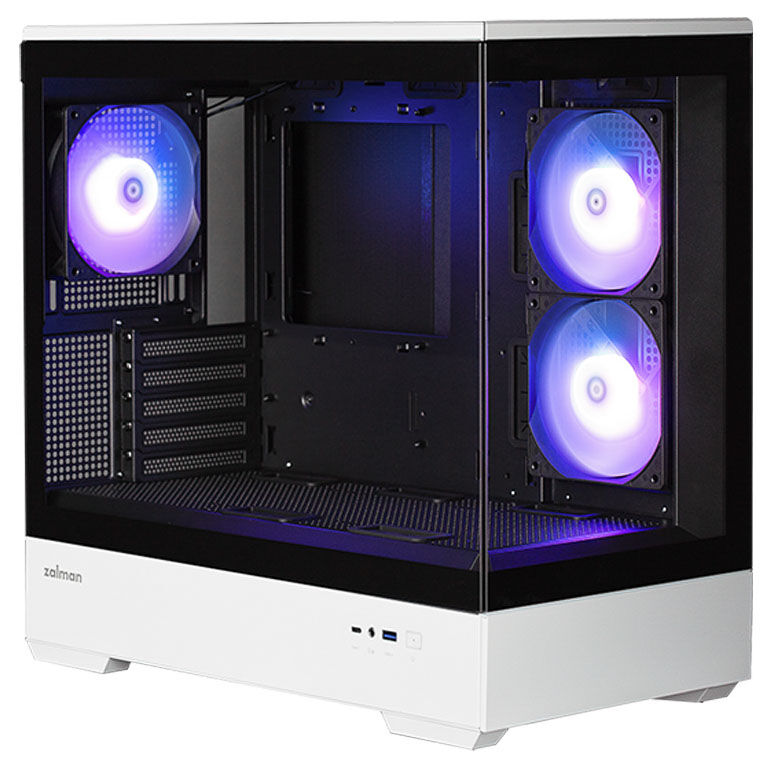 Zalman P30 PC Case, Mini-Tower, mATX, Tempered Glass - Black / White
