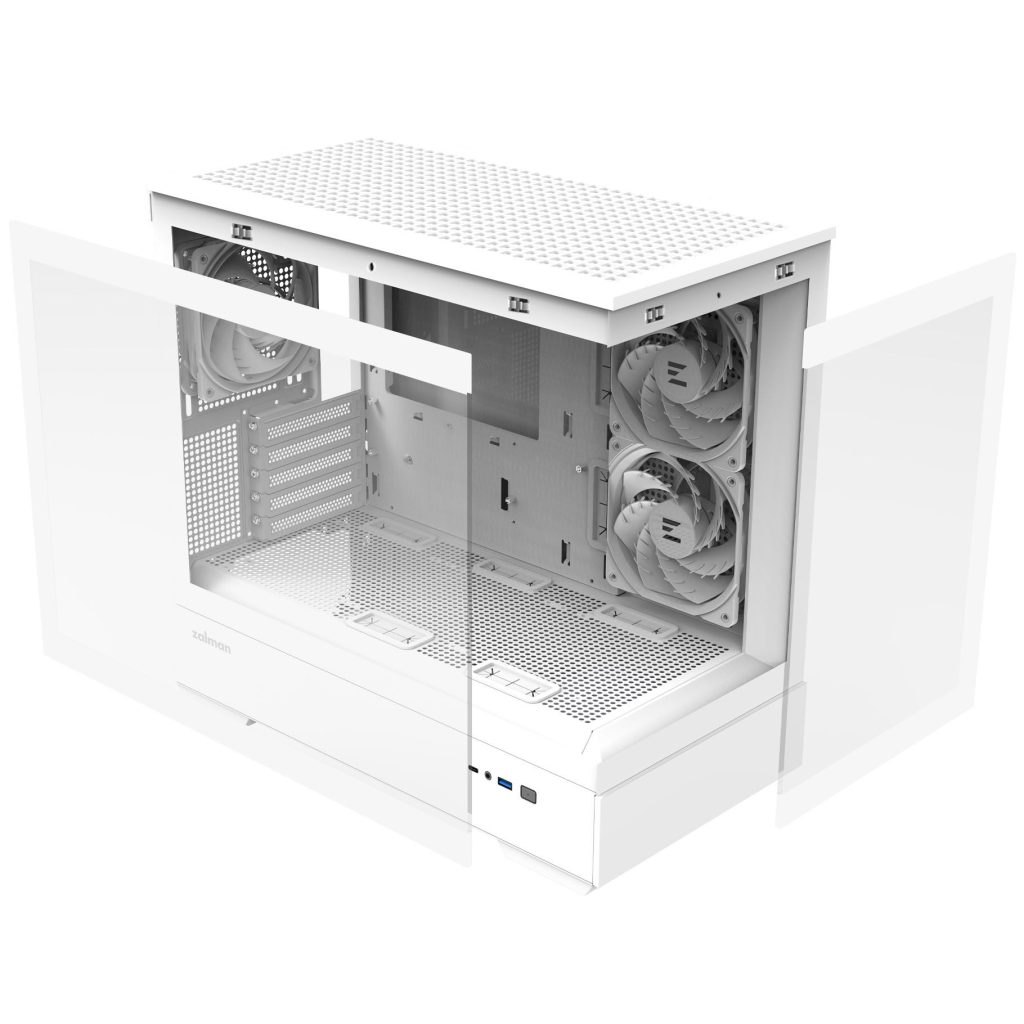 Zalman P30 V2 PC Case, Mini-Tower, mATX, RGB, Tempered Glass - White