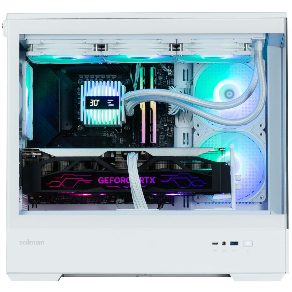Zalman P30 V2 PC Case, Mini-Tower, mATX, RGB, Tempered Glass - White