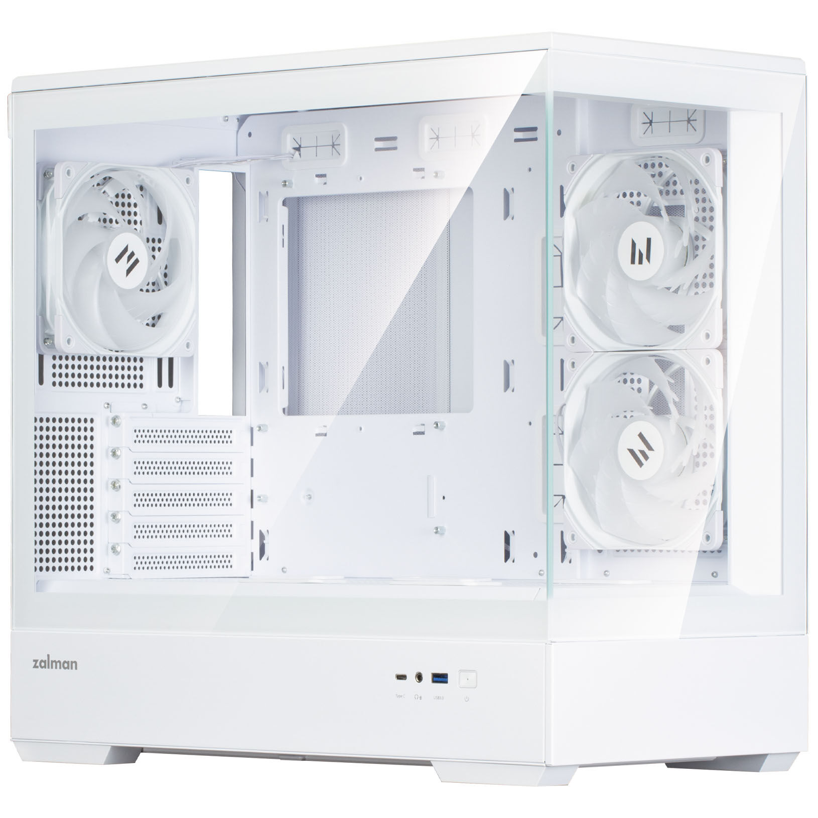 Zalman P30 V2 PC Case, Mini-Tower, mATX, RGB, Tempered Glass - White