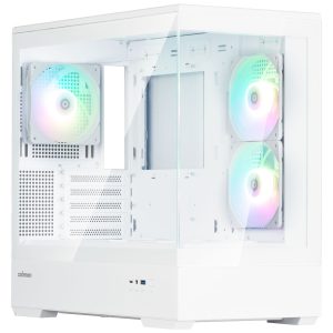 Zalman P30 V2 PC Case, Mini-Tower, mATX, RGB, Tempered Glass - White