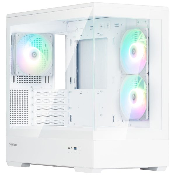 Zalman P30 V2 PC Case, Mini-Tower, mATX, RGB, Tempered Glass – White