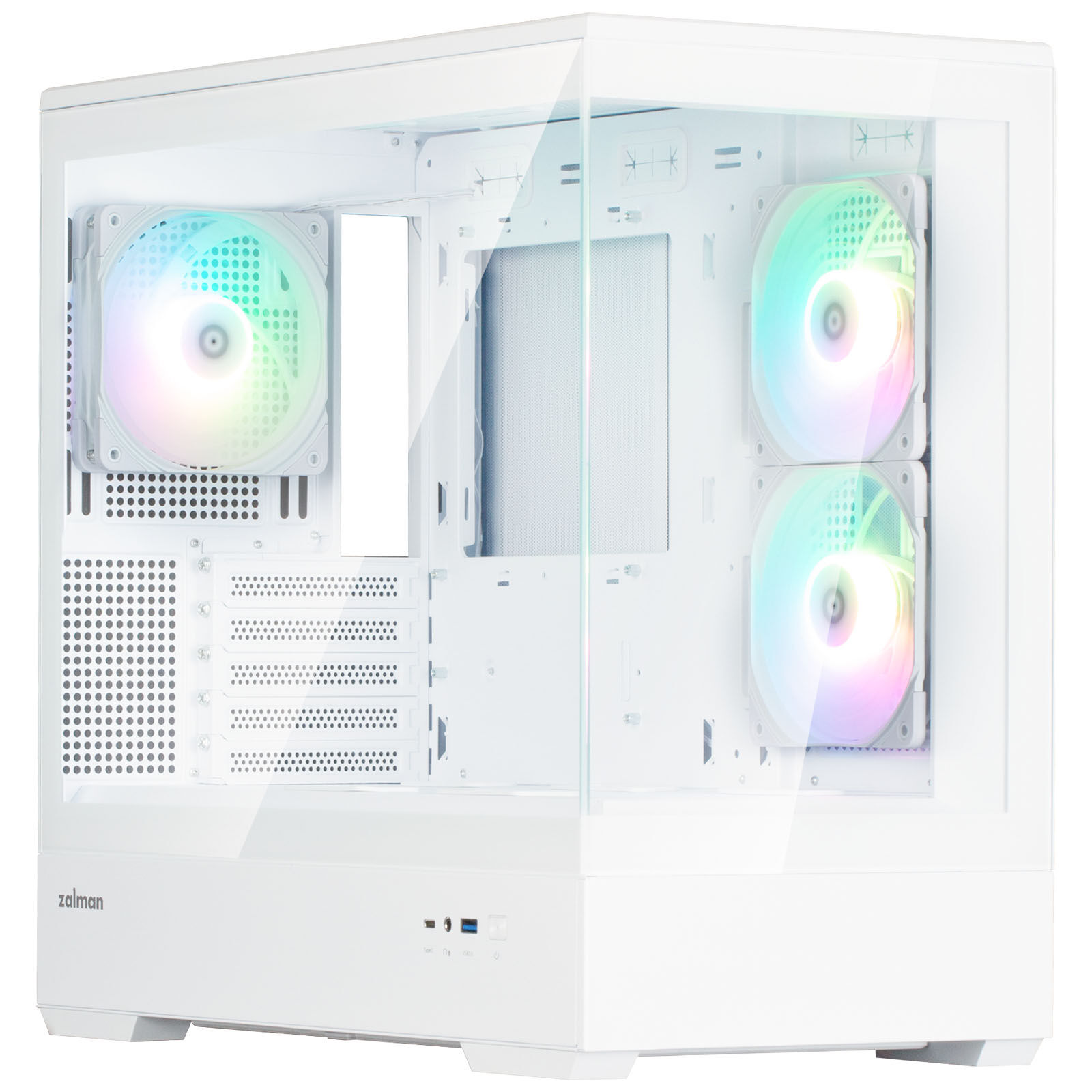 Zalman P30 V2 PC Case, Mini-Tower, mATX, RGB, Tempered Glass - White