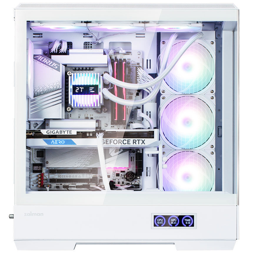 Zalman P50 DS PC Case, Midi-Tower, ATX, RGB, Tempered Glass - White