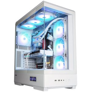 Zalman P50 DS PC Case, Midi-Tower, ATX, RGB, Tempered Glass - White