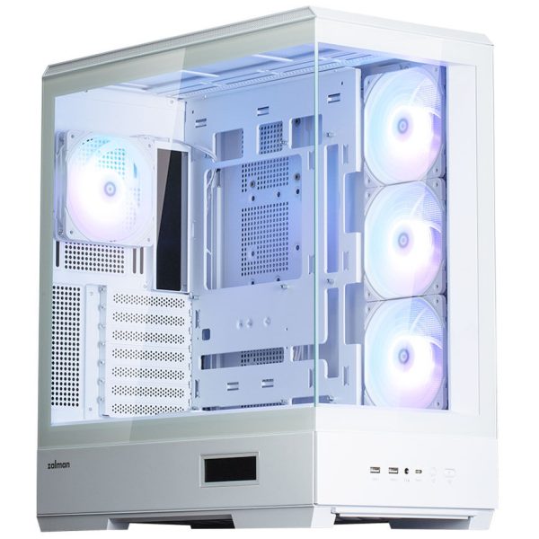 Zalman P50 DS PC Case, Midi-Tower, ATX, RGB, Tempered Glass – White