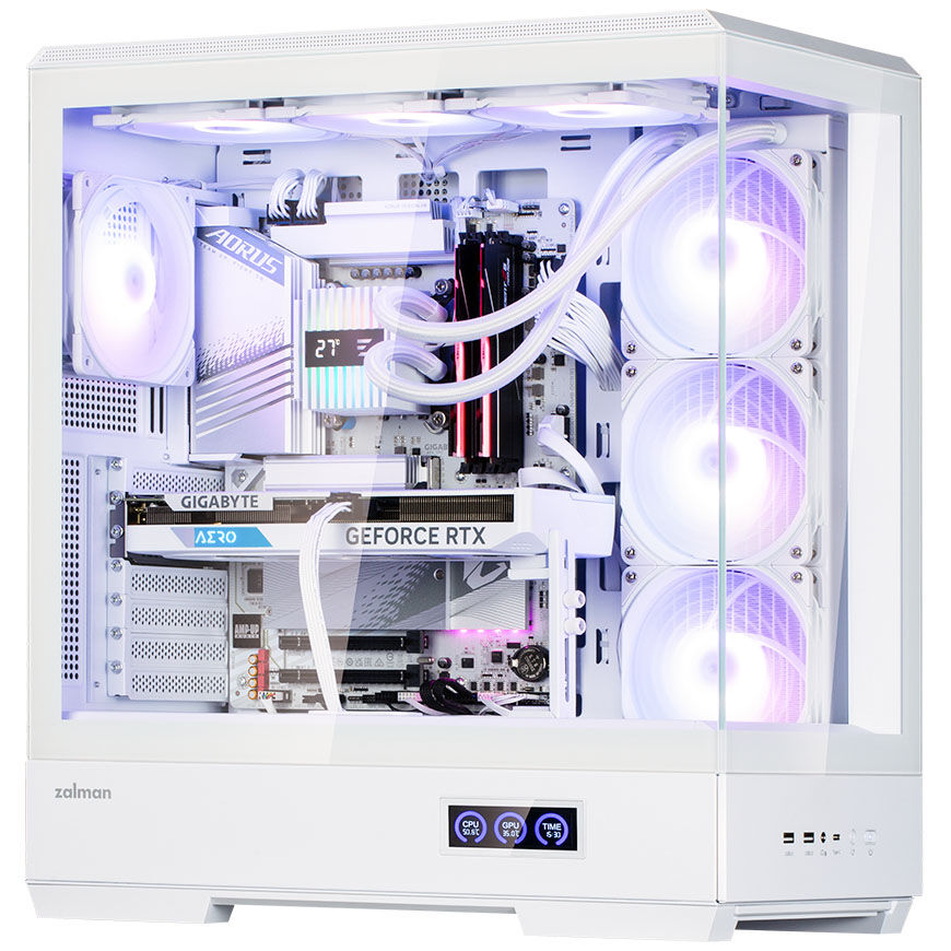 Zalman P50 DS PC Case, Midi-Tower, ATX, RGB, Tempered Glass - White