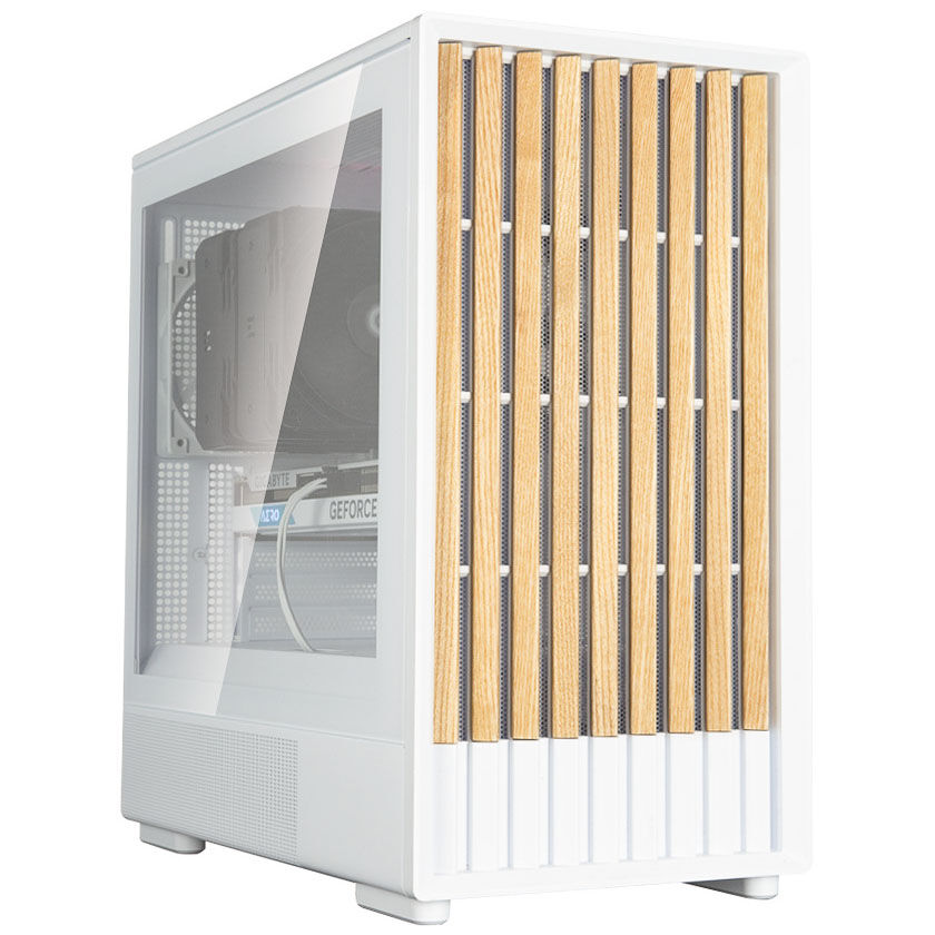 Zalman P10 Namu PC case, mini-tower, mATX, tempered glass - white, wood