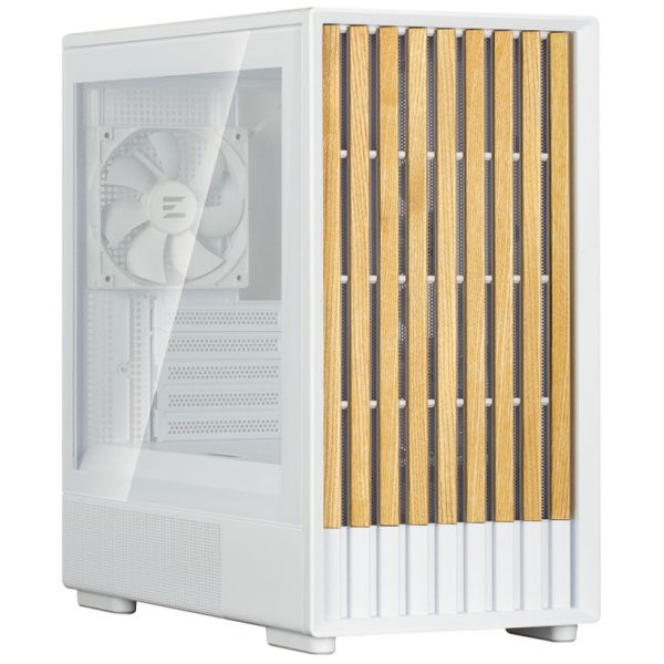 Zalman P10 Namu PC case, mini-tower, mATX, tempered glass – white, wood