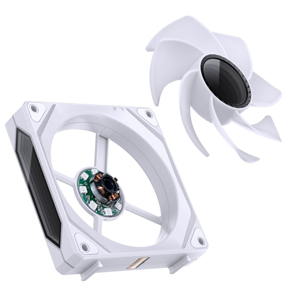 Jonsbo ZL-120WR Fan, Reverse Blade, PWM, ARGB - 120mm, White. 3-pack