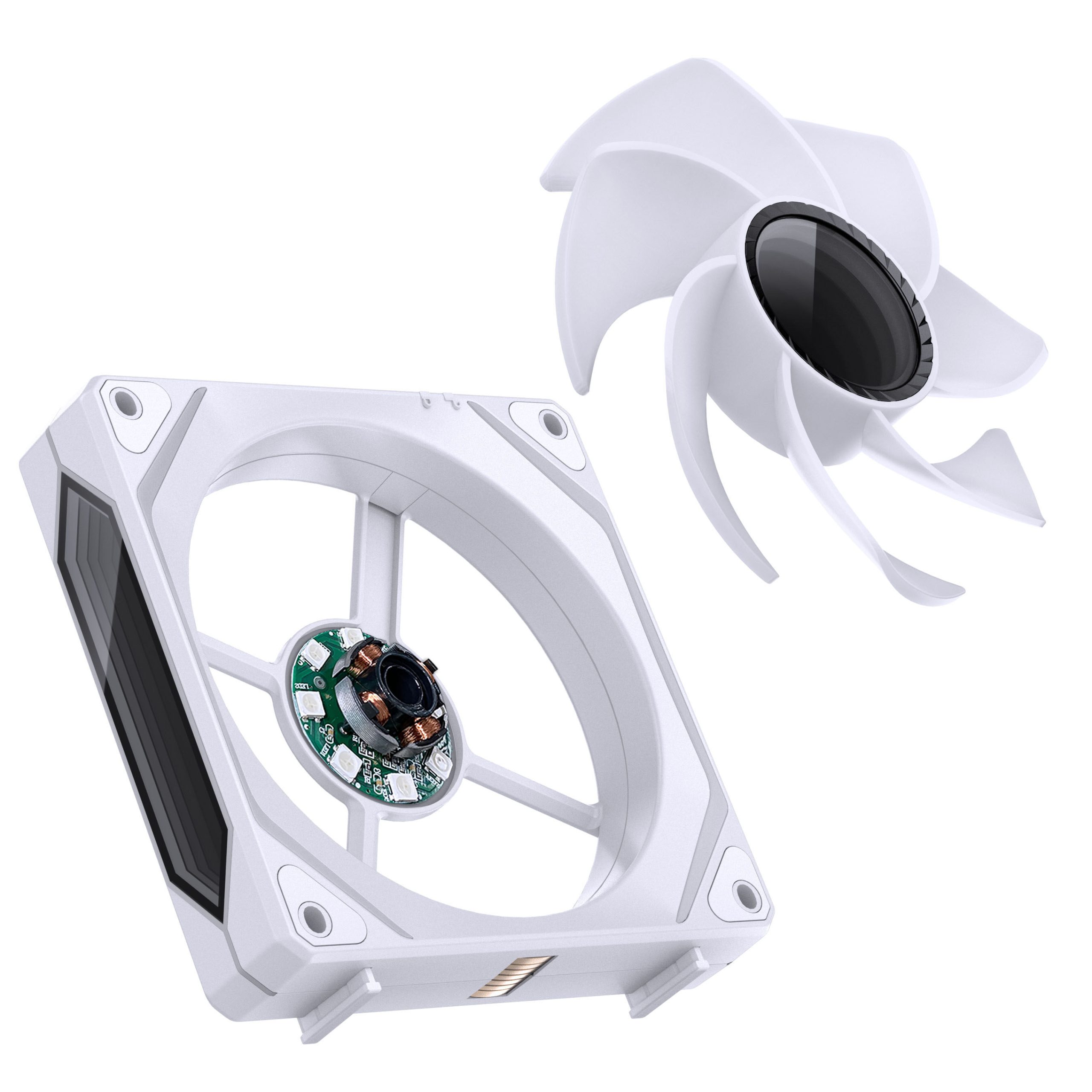 Jonsbo ZL-120WR Fan, Reverse Blade, PWM, ARGB - 120mm, White. 3-pack