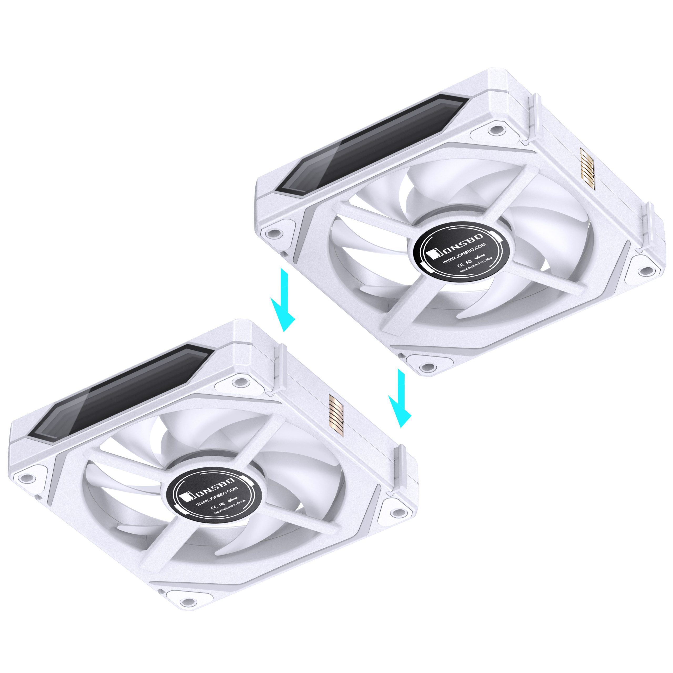 Jonsbo ZL-120WR Fan, Reverse Blade, PWM, ARGB - 120mm, White. 3-pack