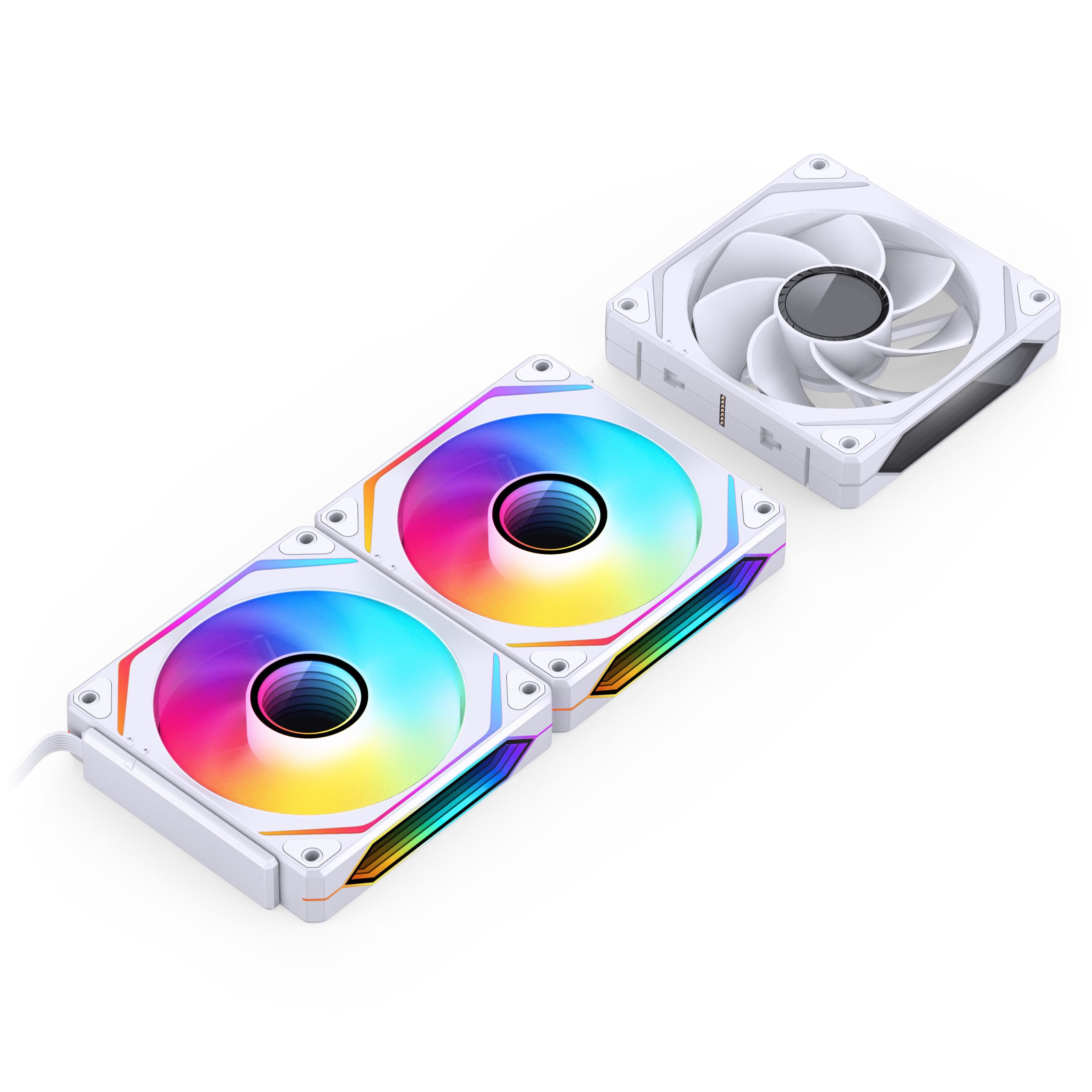 Jonsbo ZL-120WR Fan, Reverse Blade, PWM, ARGB - 120mm, White. 3-pack