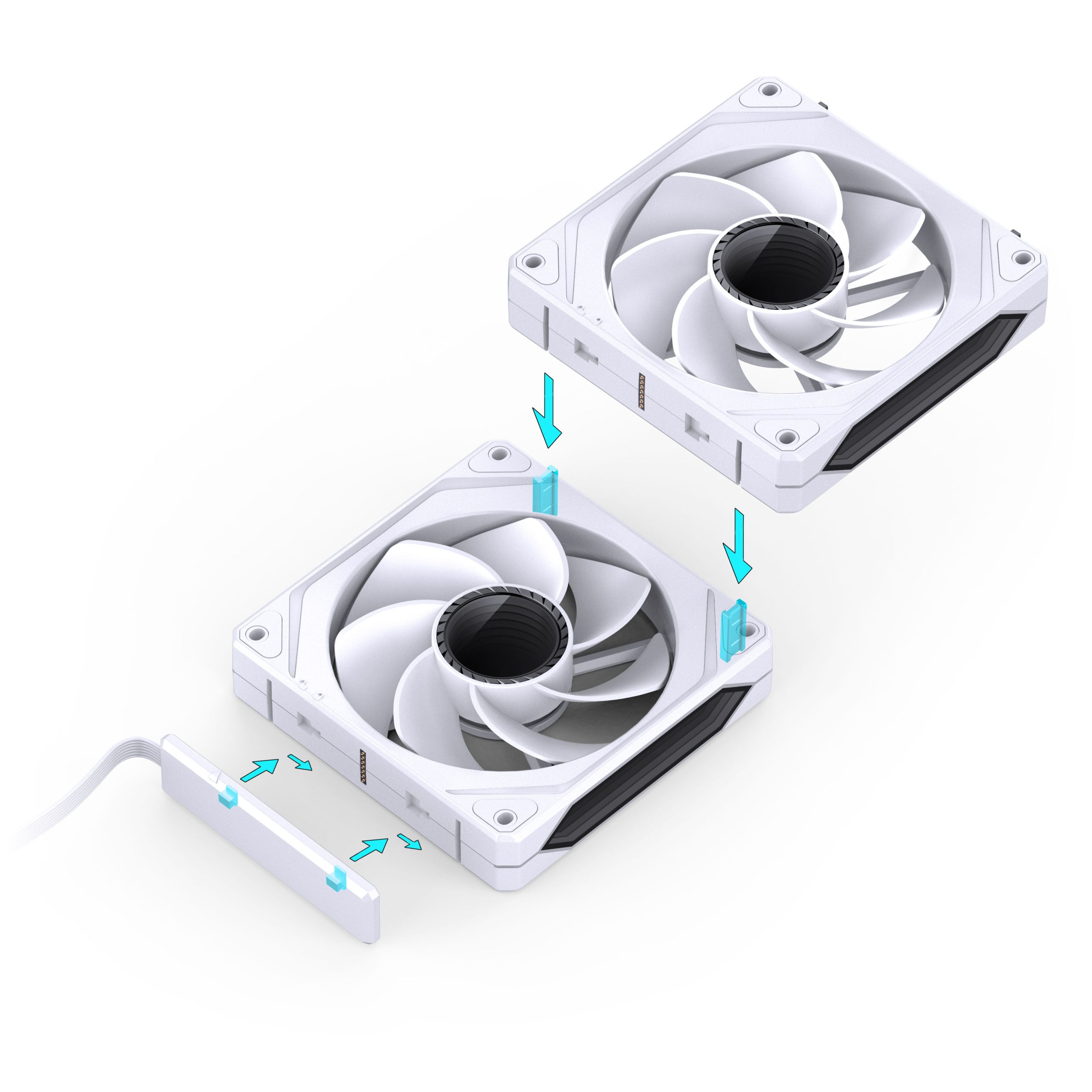 Jonsbo ZL-120WR Fan, Reverse Blade, PWM, ARGB - 120mm, White. 3-pack