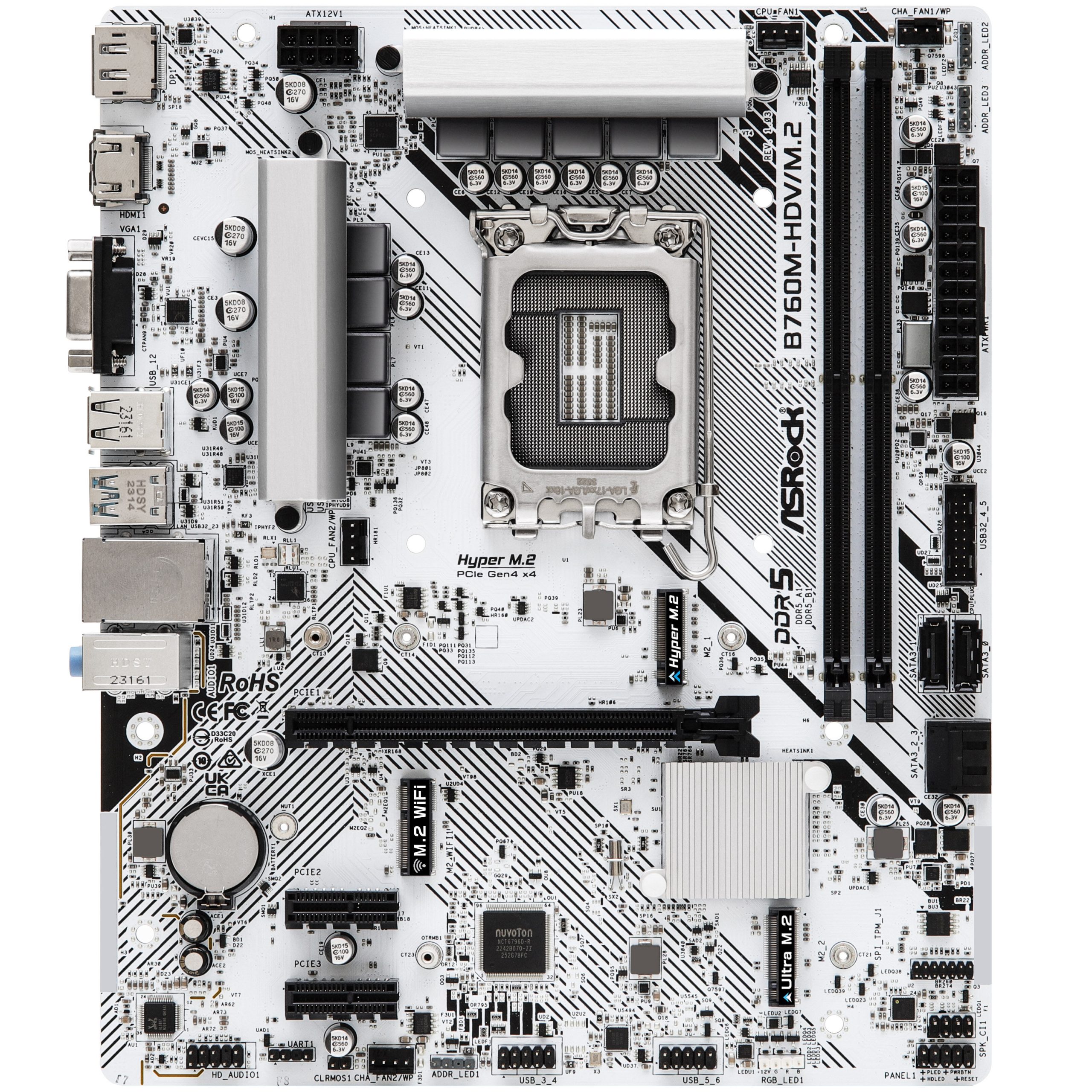ASRock B760M-HDV/M.2, Intel B760 motherboard - Socket 1700, DDR5