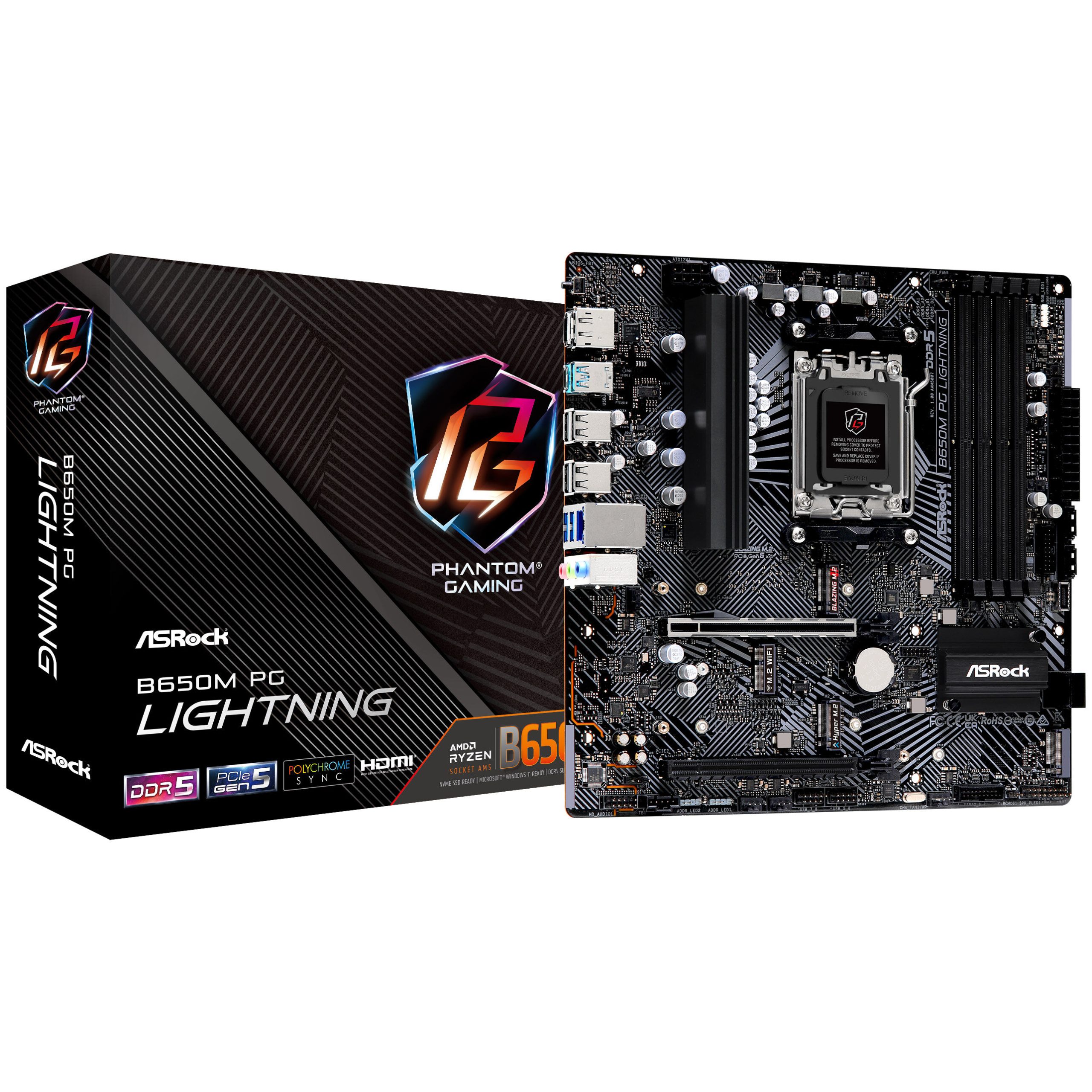 ASRock B650M PG Lightning, AMD B650 motherboard - Socket AM5, DDR5 : image 1
