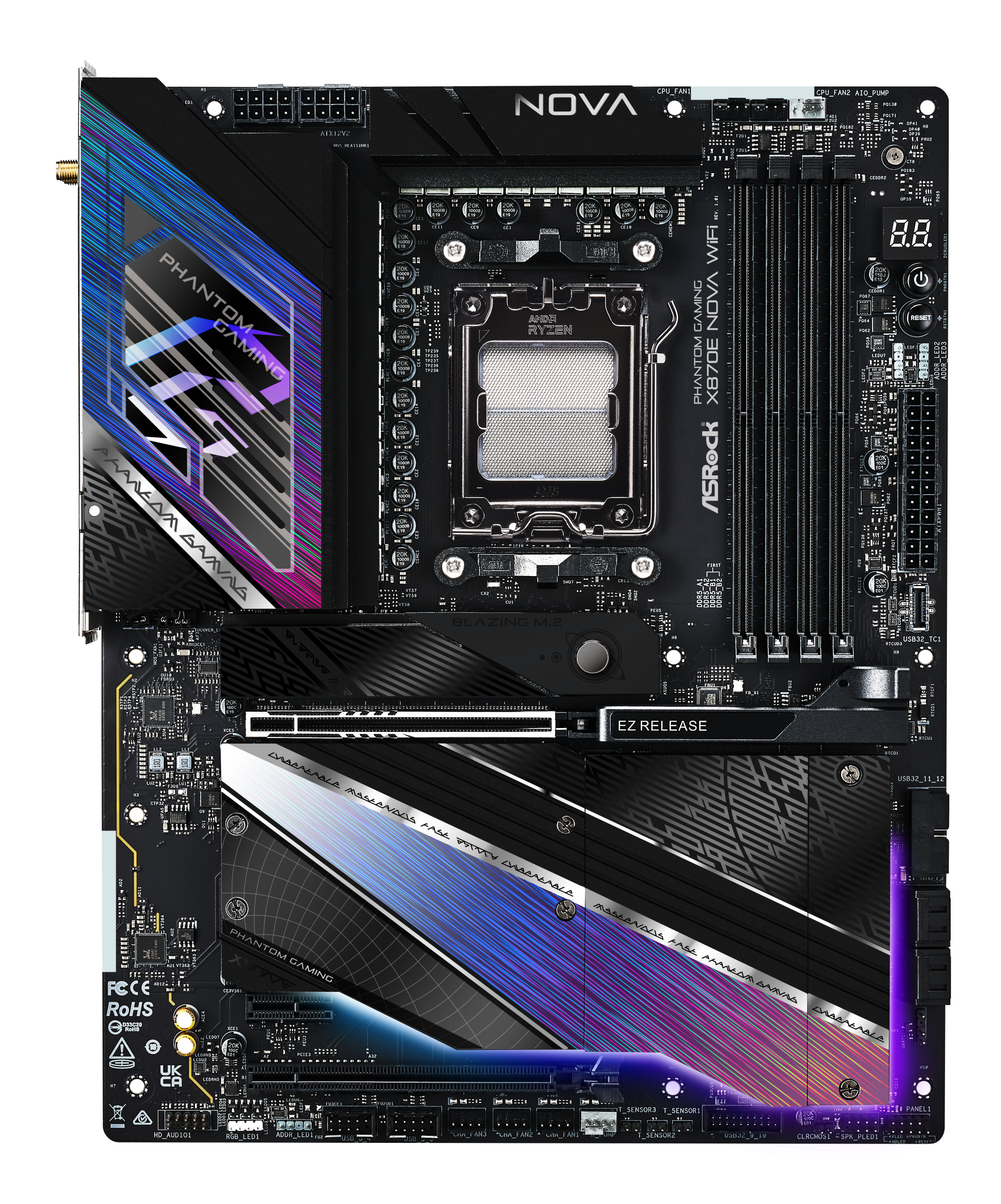 ASRock X870E Nova WiFi motherboard, socket AM5, AMD X870E, ATX, DDR5