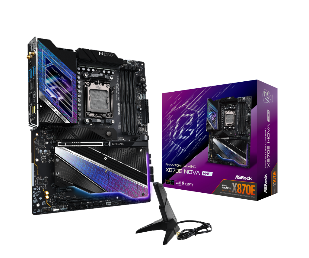 ASRock X870E Nova WiFi motherboard, socket AM5, AMD X870E, ATX, DDR5