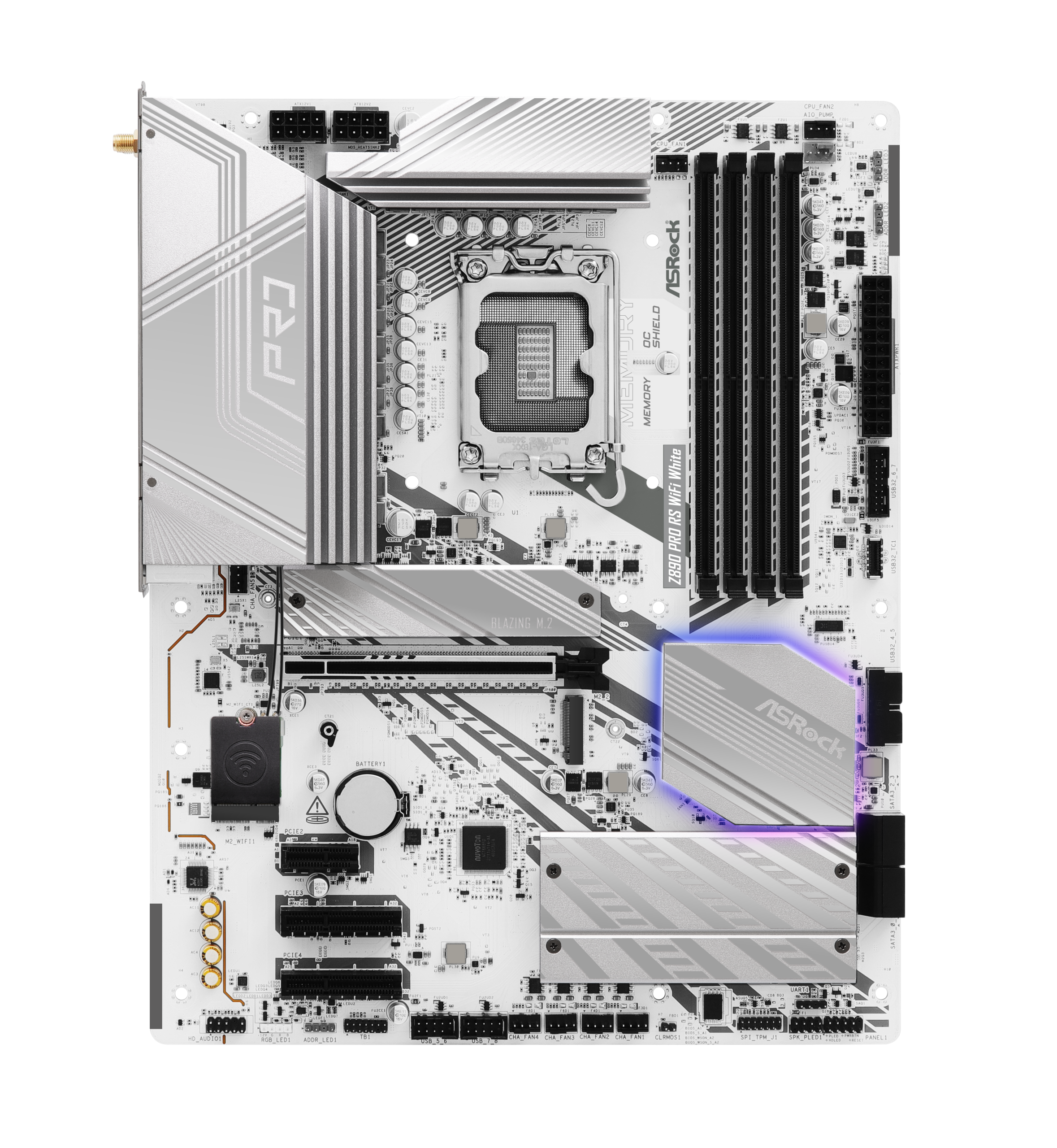 ASRock Z890 Pro RS WiFi White motherboard, socket LGA 1851, Intel Z890, ATX, DDR5