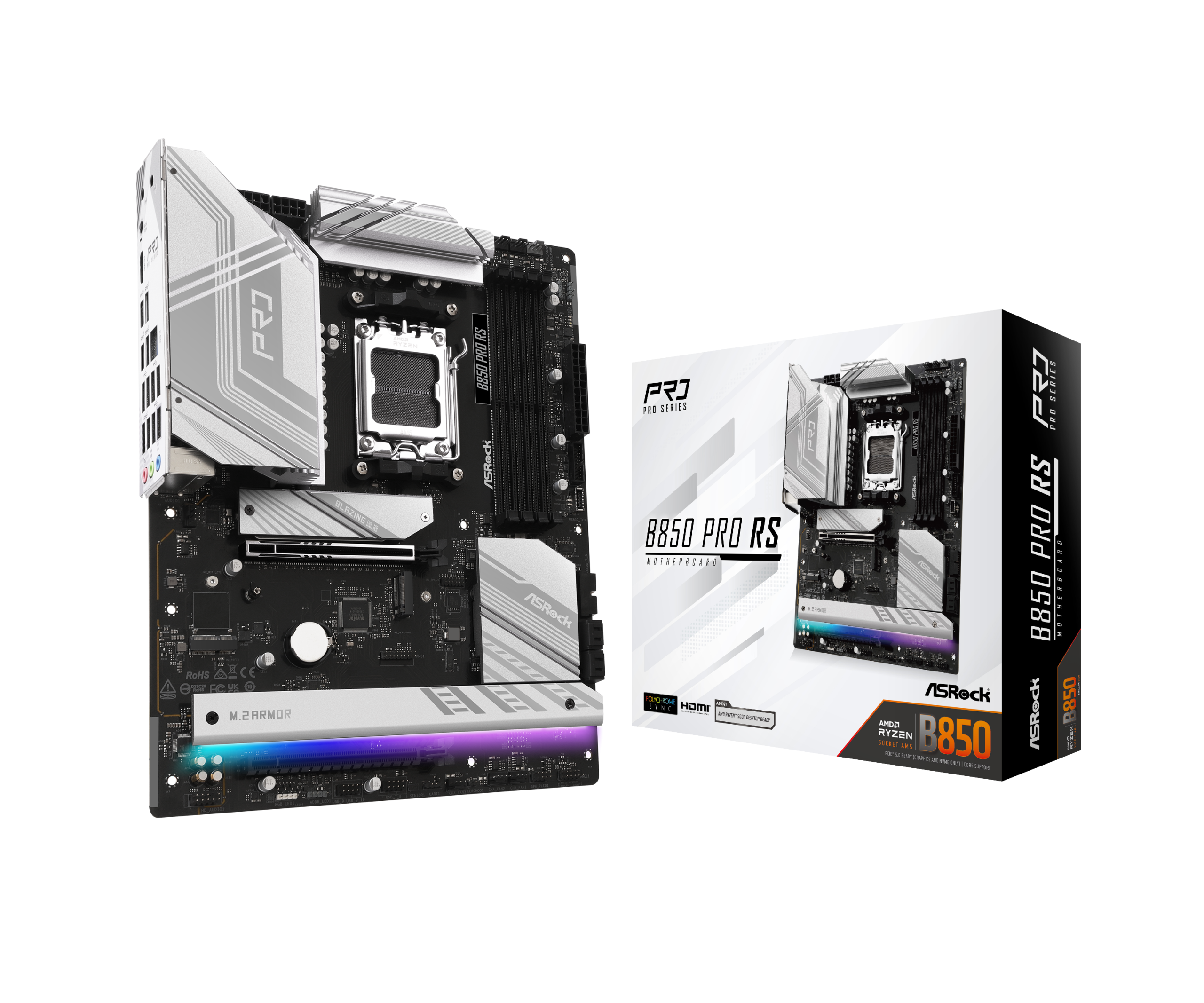ASROCK B850 Pro RS motherboard, socket AM5, AMD B850, ATX, DDR5 : image 1