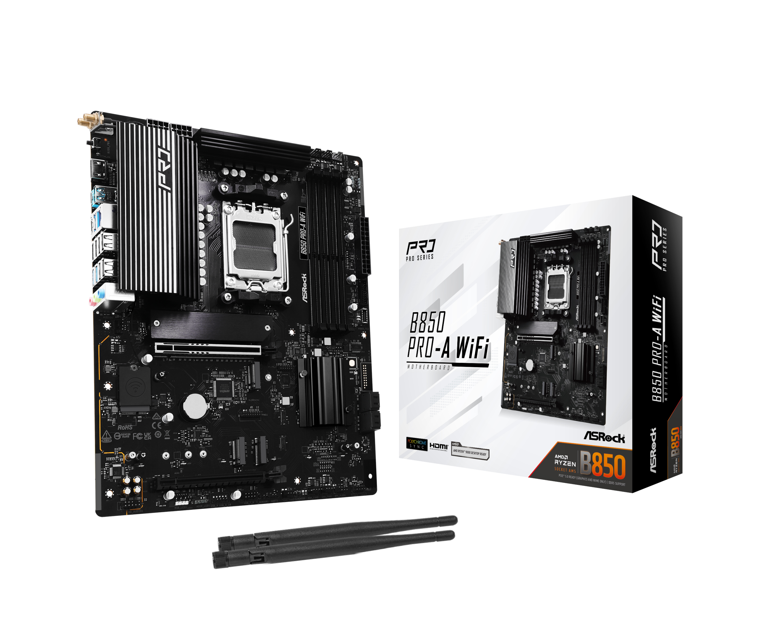 ASROCK B850 Pro-A WiFi motherboard, socket AM5, AMD B850, ATX, DDR5 : image 1
