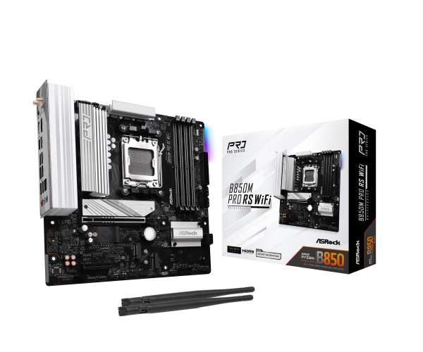 ASROCK B850M Pro RS WiFi motherboard, socket AM5, AMD B850, Micro-ATX, DDR5